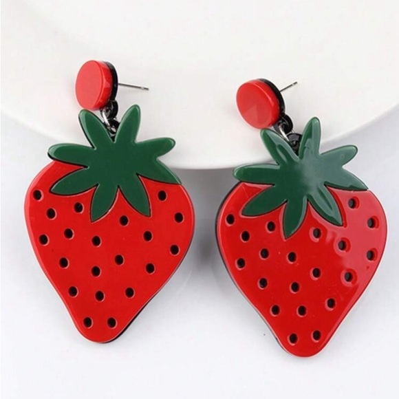 Jewelry - Beautiful Acrylic Strawberry Earrings